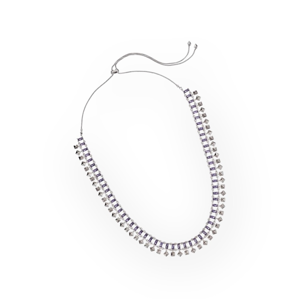 new Kendra Scott ® ❤︎ Oscar Crystal Collar Necklace ❤︎ Sparkly Lilac Stones ❤︎ - Picture 12 of 15